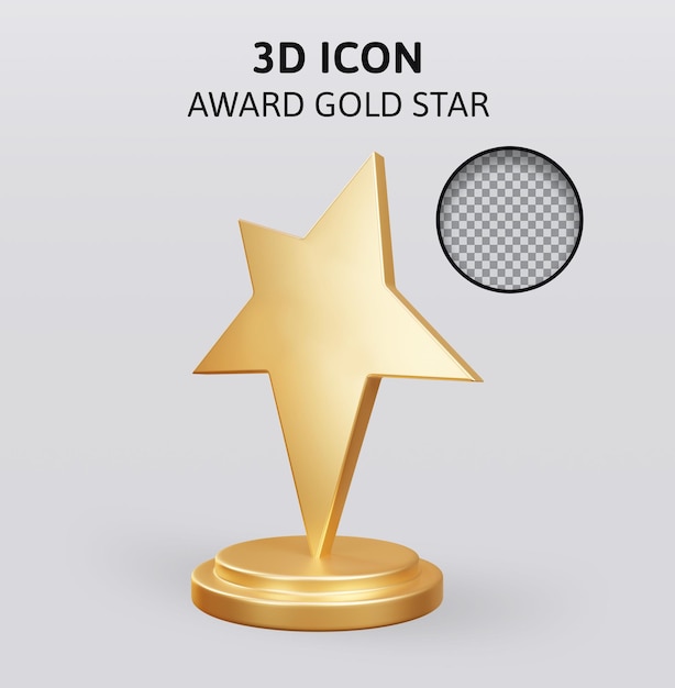 PSD ilustración de representación 3d de estrella de oro de premio