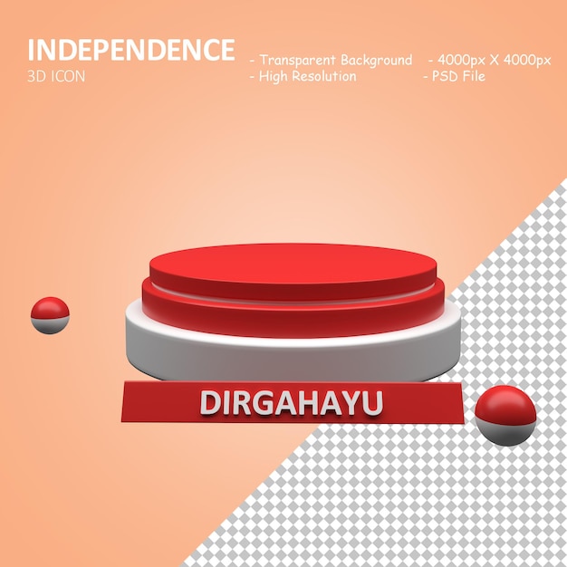 Ilustración de representación 3d etapa del día de la independencia de indonesia sin fondo