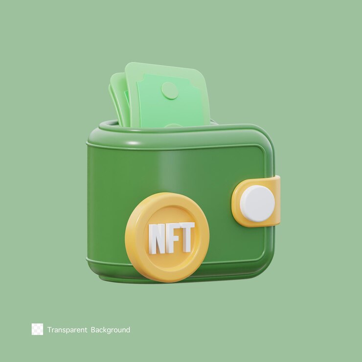PSD ilustración de representación 3d del icono de la billetera nft
