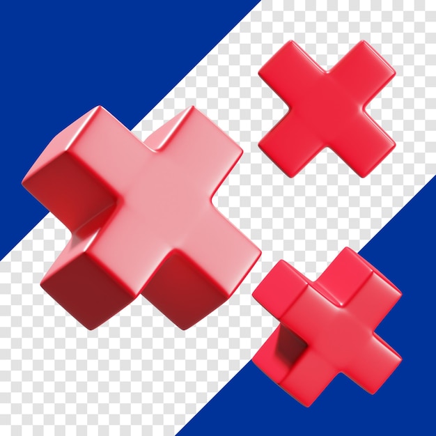 PSD ilustración de representación 3d del icono de cruz psd