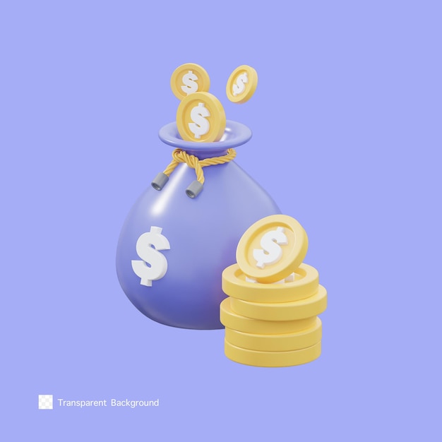 PSD ilustración de representación 3d de icono de dinero