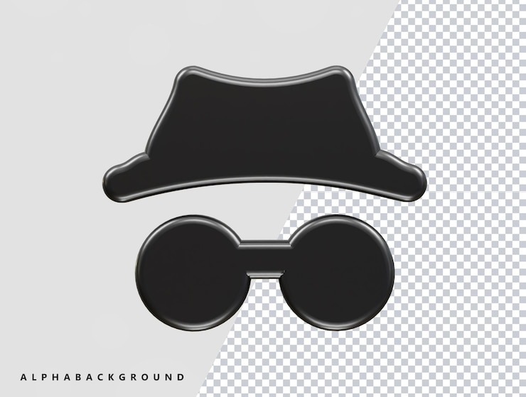 PSD ilustración de representación 3d del icono de seguridad de privacidad incógnita
