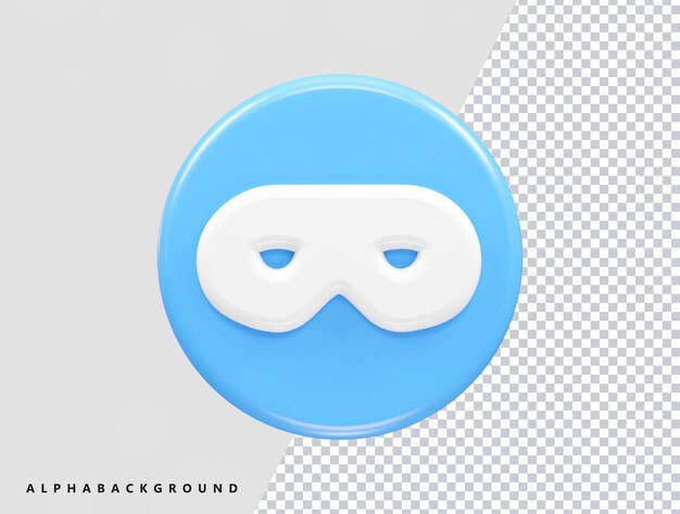 PSD ilustración de representación 3d del icono de seguridad de privacidad incógnita