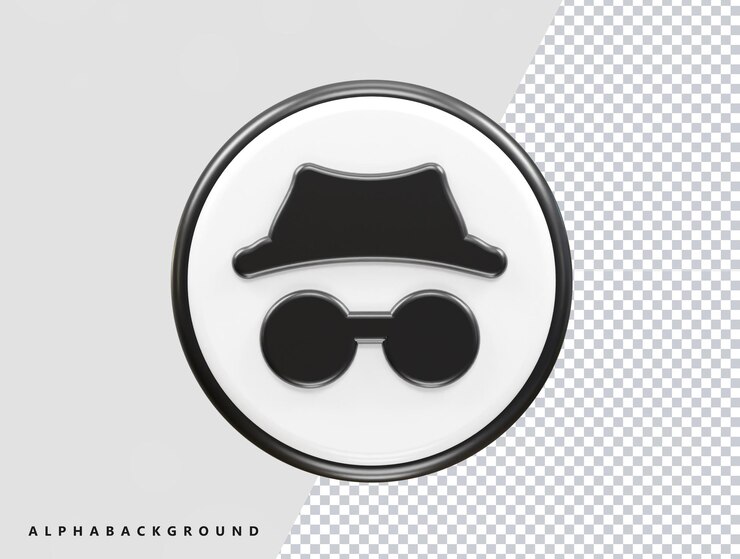 PSD ilustración de representación 3d del icono de seguridad de privacidad incógnita