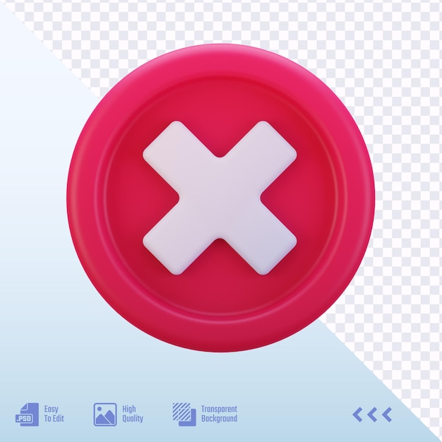 Ilustración de representación 3D del icono del signo de la cruz en círculo