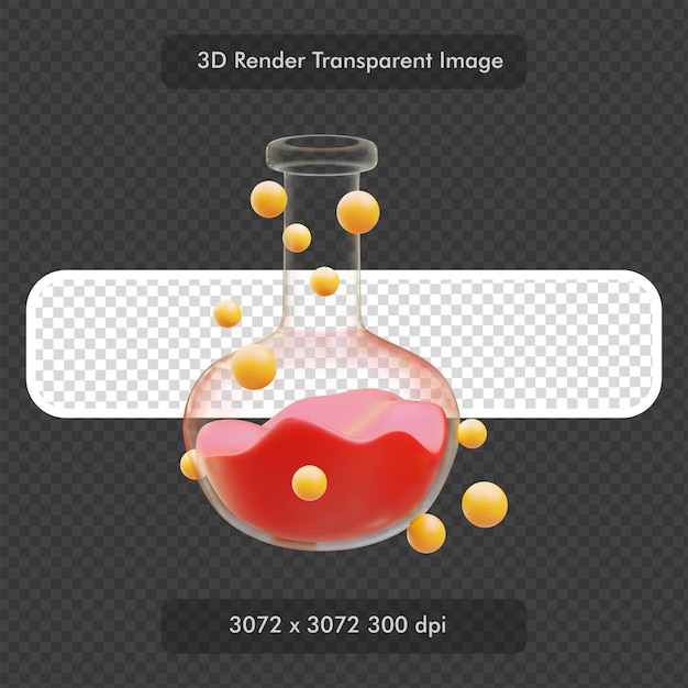 Ilustración de representación 3d líquida de poción roja