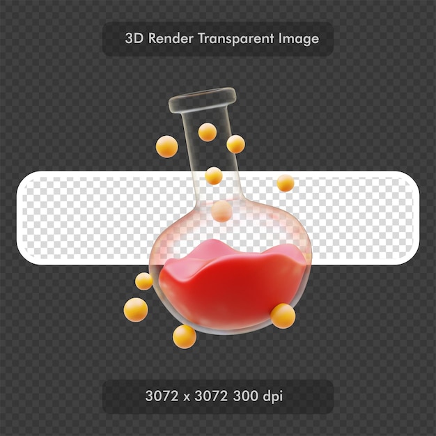 Ilustración de representación 3D líquida de poción roja