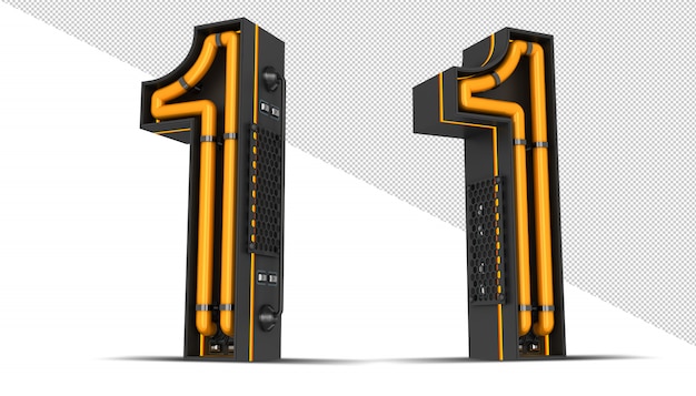 Ilustración de representación 3d de luz de neón de número