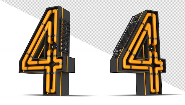 Ilustración de representación 3d de luz de neón de número