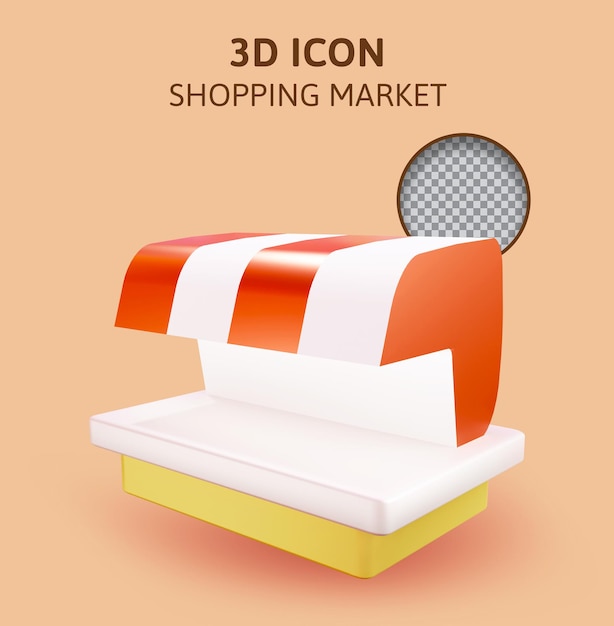 ilustración de representación 3d del mercado de compras