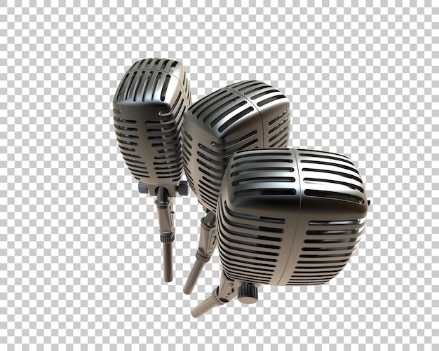 Ilustración de representación 3D del micrófono aislado en el fondo