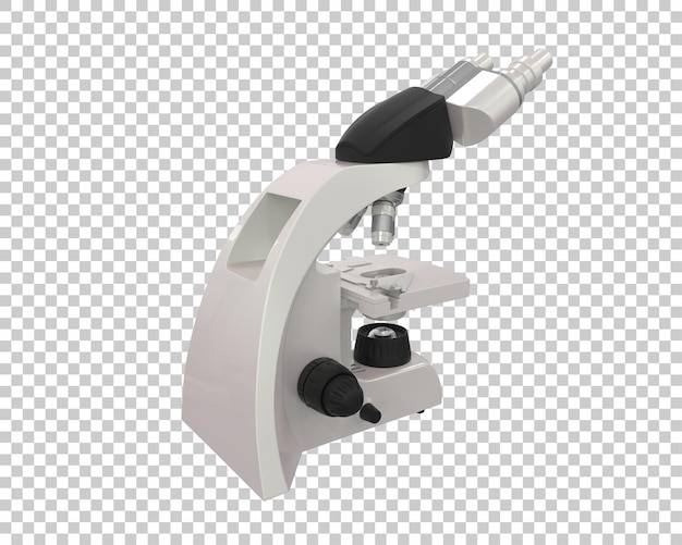 Ilustración de representación 3D de un microscopio aislado en el fondo