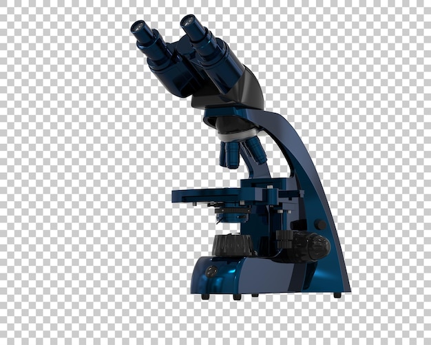 Ilustración de representación 3D de un microscopio aislado en el fondo
