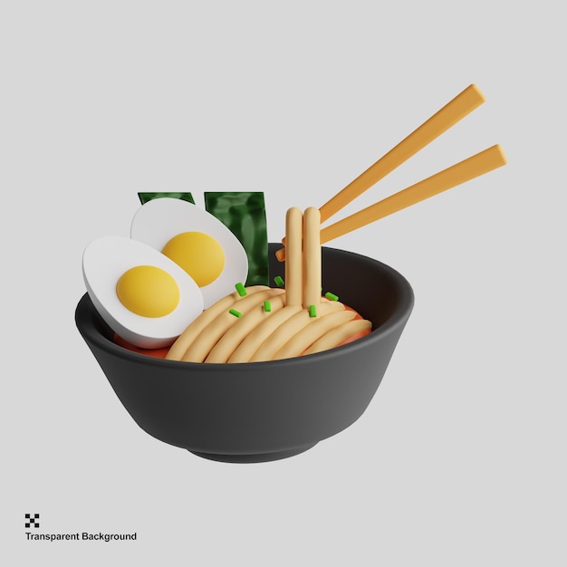 Ilustración de representación 3d de ramen japonés