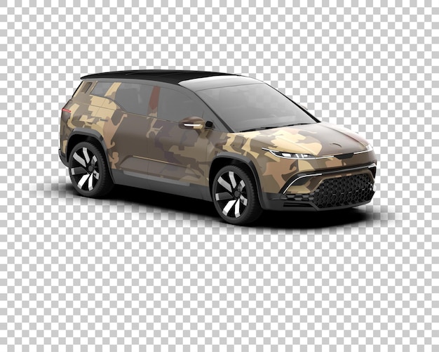 Ilustración de representación 3D realista del coche aislado en el fondo