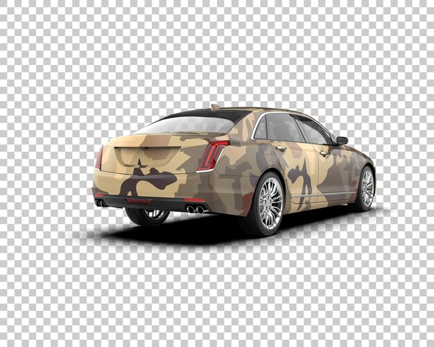 Ilustración de representación 3D realista del coche aislado en el fondo
