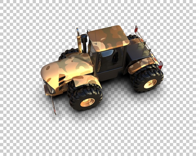 Ilustración de representación 3D del tractor aislado en el fondo