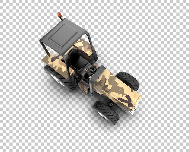 Ilustración de representación 3D del tractor aislado en el fondo