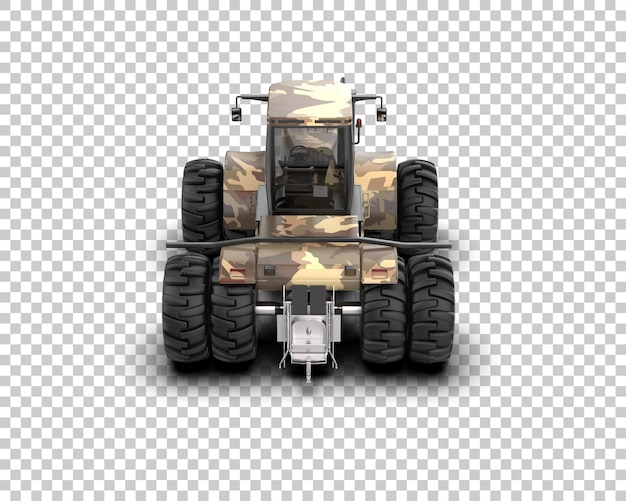 Ilustración de representación 3D del tractor aislado en el fondo