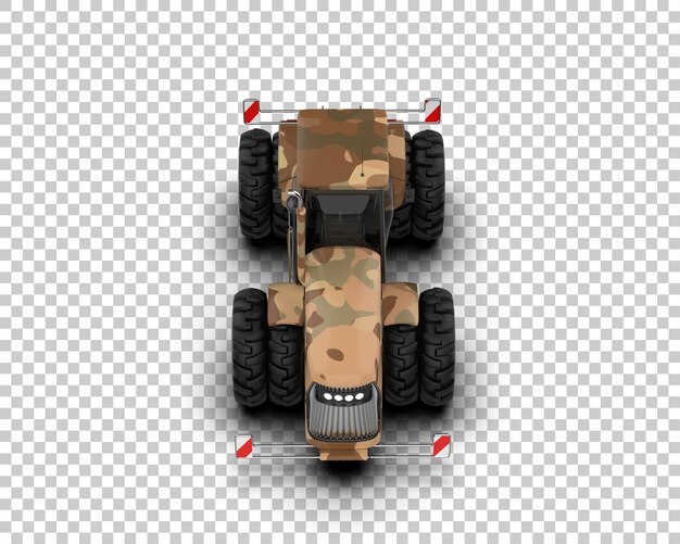 Ilustración de representación 3D del tractor aislado en el fondo