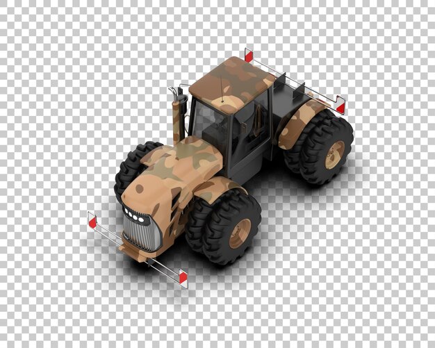 Ilustración de representación 3D del tractor aislado en el fondo