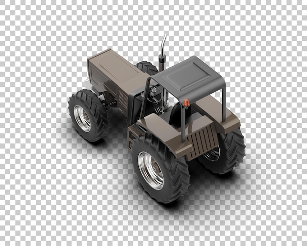 Ilustración de representación 3D del tractor aislado en el fondo