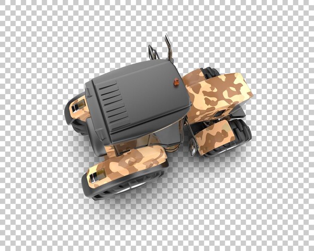 Ilustración de representación 3D del tractor aislado en el fondo