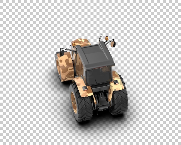 Ilustración de representación 3D del tractor aislado en el fondo