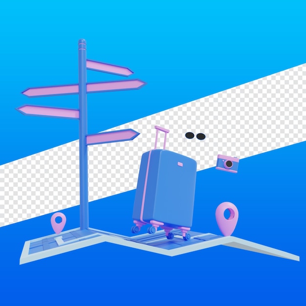 Ilustración de representación 3d para viajar
