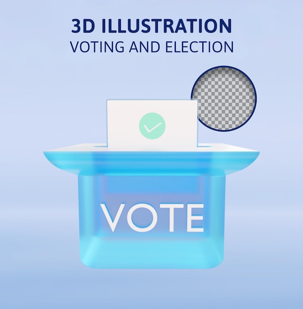 PSD ilustración de representación 3d de votación y elección