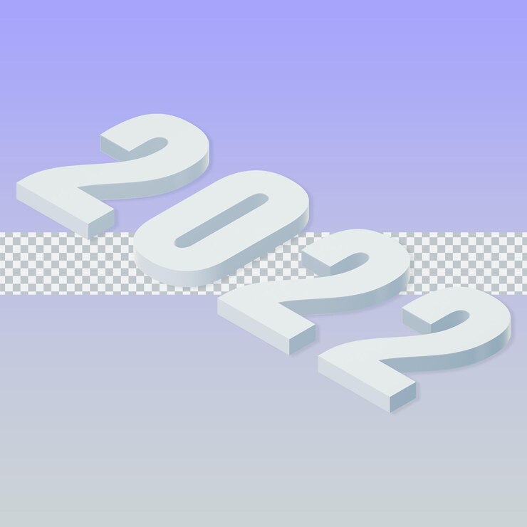 PSD ilustración de representación aislada de texto 3d de 2022