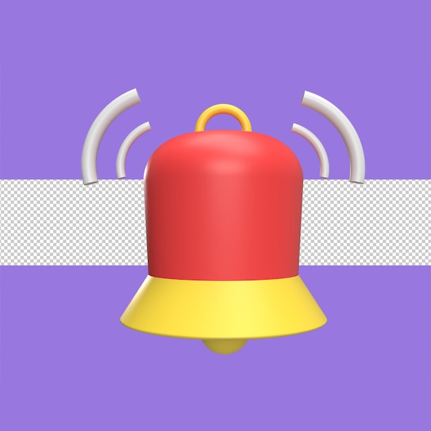Ilustración de representación de concepto de estilo de dibujos animados de modelo de icono 3d de campana de notificación