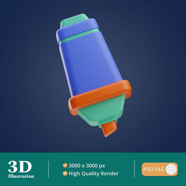 ilustración de resaltador de lugar de trabajo 3d
