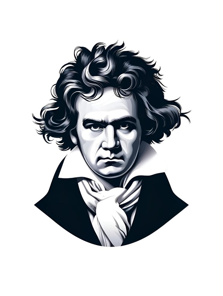 PSD ilustración del retrato de ludwig van beethoven