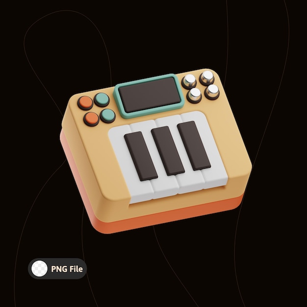 PSD ilustración retro en 3d del teclado