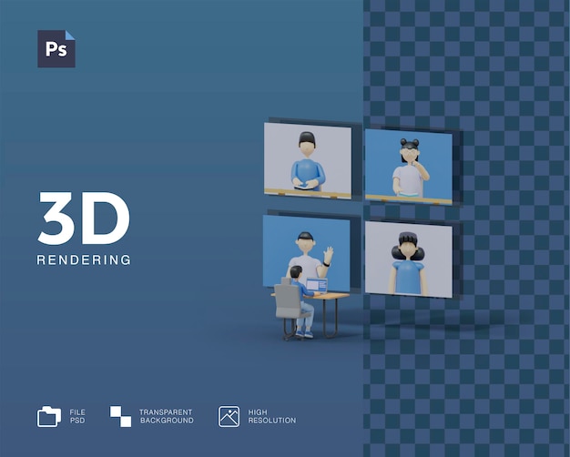 PSD ilustración de reunión de conferencia 3d