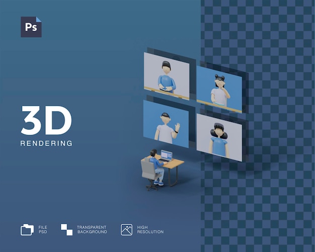 PSD ilustración de reunión de conferencia 3d