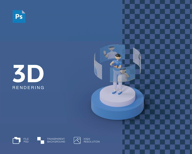 PSD ilustración de reunión de conferencia 3d