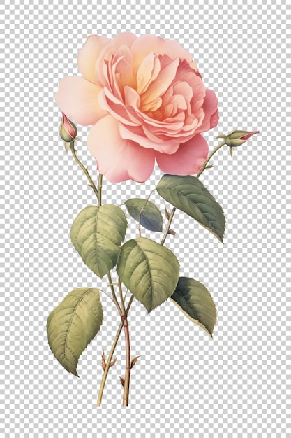 PSD ilustración de rosa rosa floreciente sobre un fondo transparente