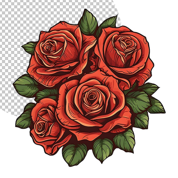 PSD ilustración de rosas rojas sobre fondo transparente