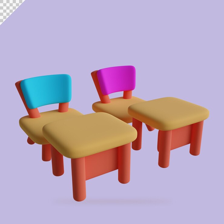 PSD ilustración de sala de clase de renderizado 3d