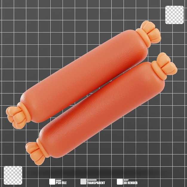 Ilustración de salchichas en 3D