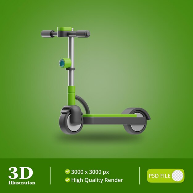 PSD ilustración de scooter de energía renovable 3d