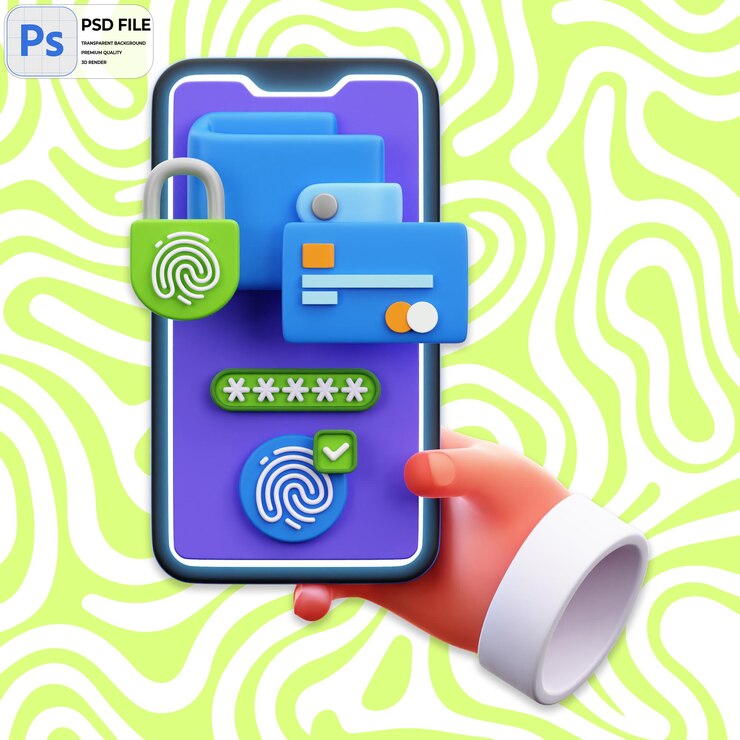 PSD ilustración de seguridad de pago 3d render icon aislado png