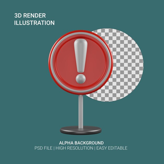 PSD ilustración de señales de advertencia en 3d