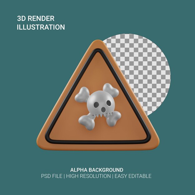 PSD ilustración de señales de advertencia en 3d