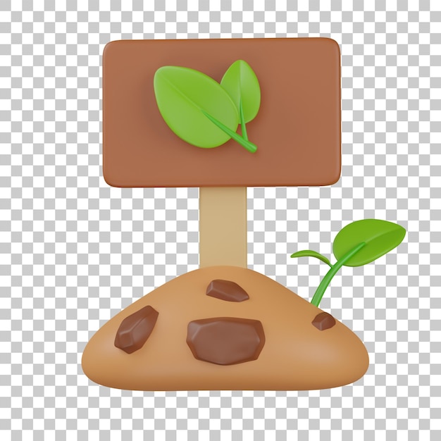 Ilustración de señales de plantación en 3D