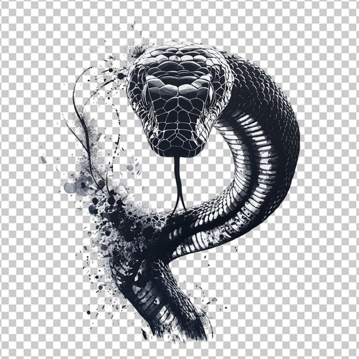 PSD ilustración de serpiente diseño de reptil vector animal vida silvestre serpiente naturaleza negra silvestre