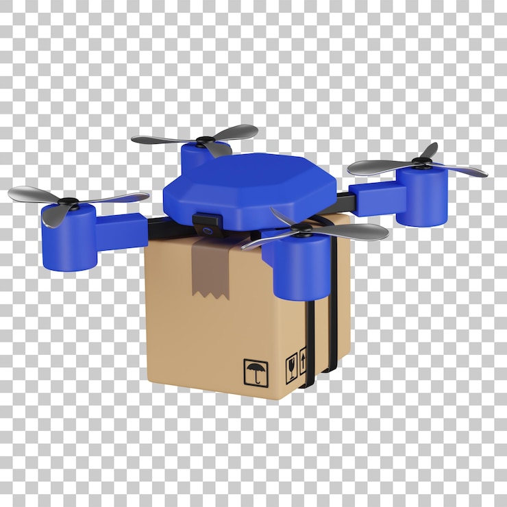 PSD ilustración del servicio de entrega de drones en 3d