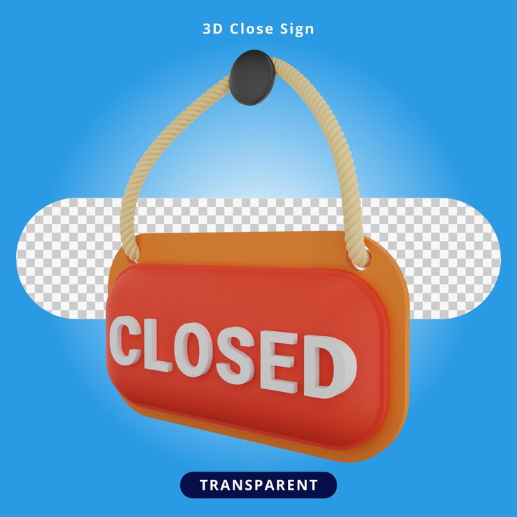 PSD ilustración de signo cerrado de renderizado 3d